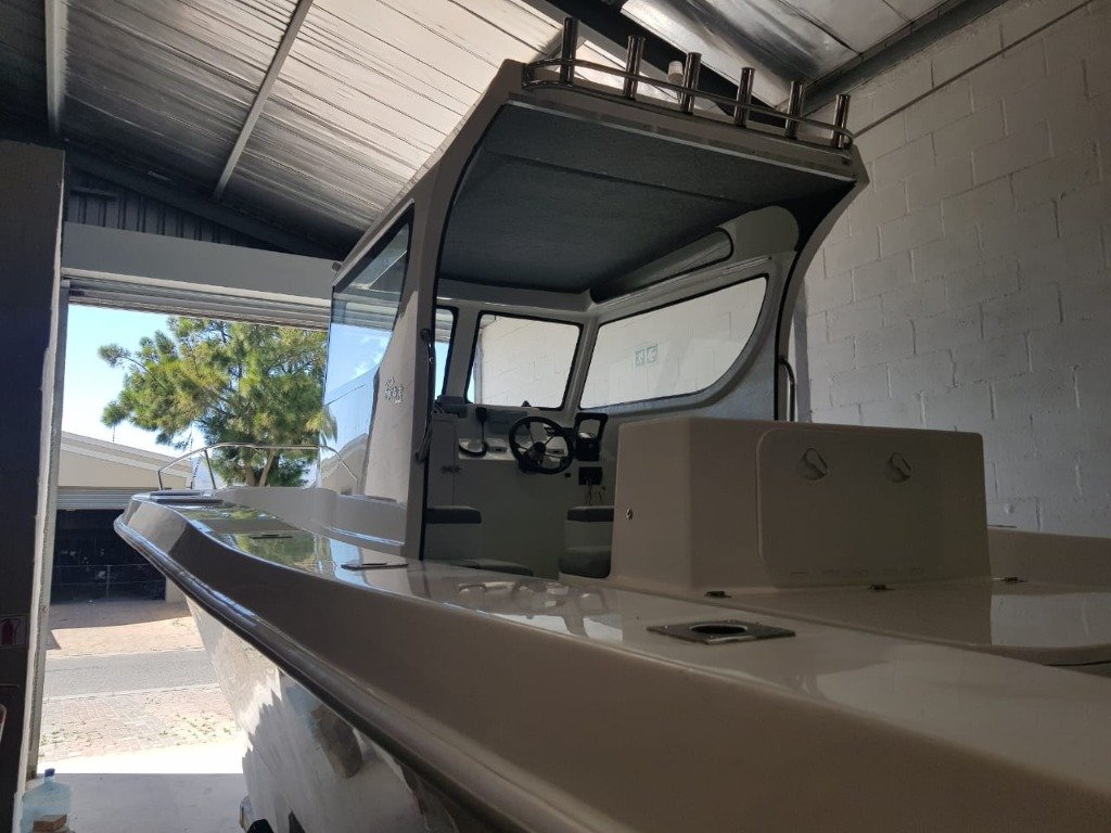 RapidCat catamaran center cabin wheelhouse build inside workshop